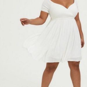 Torrid- Size 3-Mini Challis Off-Shoulder Surplice Skater Dress